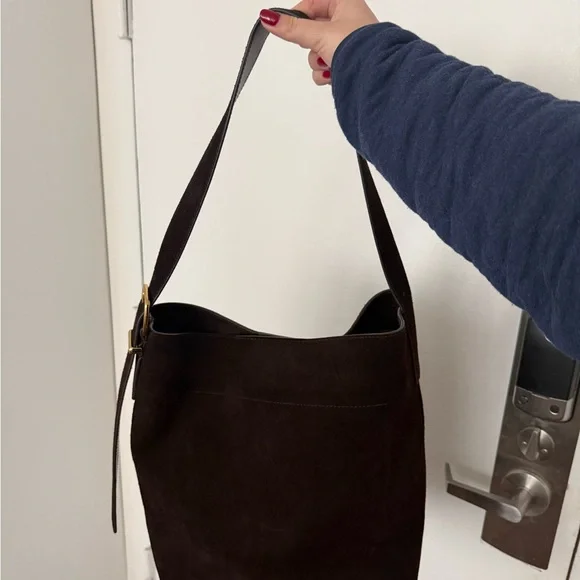 Madewell Dark Brown Suede Essential Bucket Tote - Picture 4 of 6